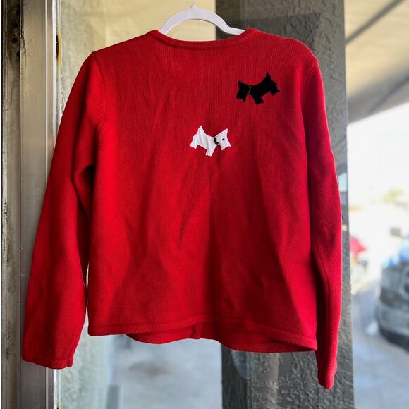 Vintage 90's red Classics scottie cardigan sweater size M kitschy - Picture 4 of 5